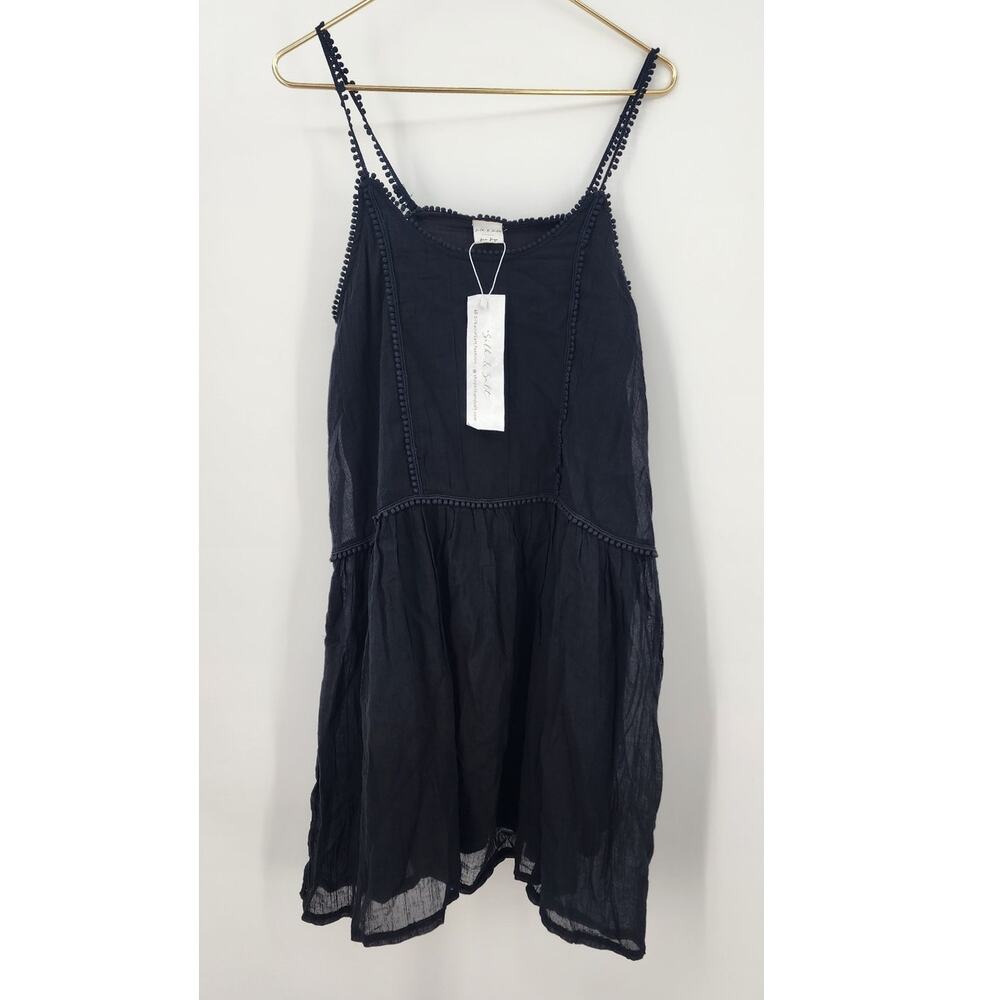 New NWT Silk‎ & Salt Black Casual Mini Dress Crochet One Size